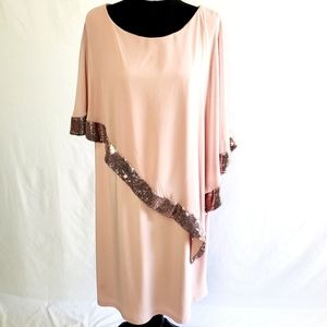 Midnight Velvet Pink/Rose Poncho Dress with Sequin